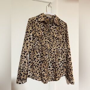 Calvin Klein Animal Print long sleeves Blouse - Black and Brown Size M